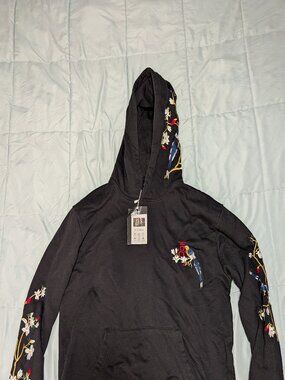 Koisea Japanese Birds & Trees Embroidered Sukajan Hoodie Black NWT